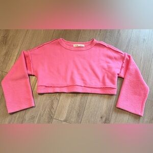 Bubble gum pink fleece cropped sweatshirt - Her entire name says Grace